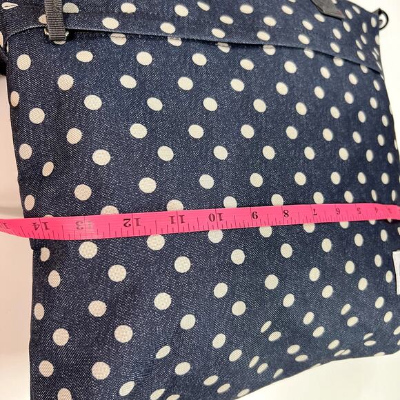 Human Crossbody Bag Women Navy Polka Dot Shoulder Adjustable Strap Zipper Tote - Picture 6 of 10